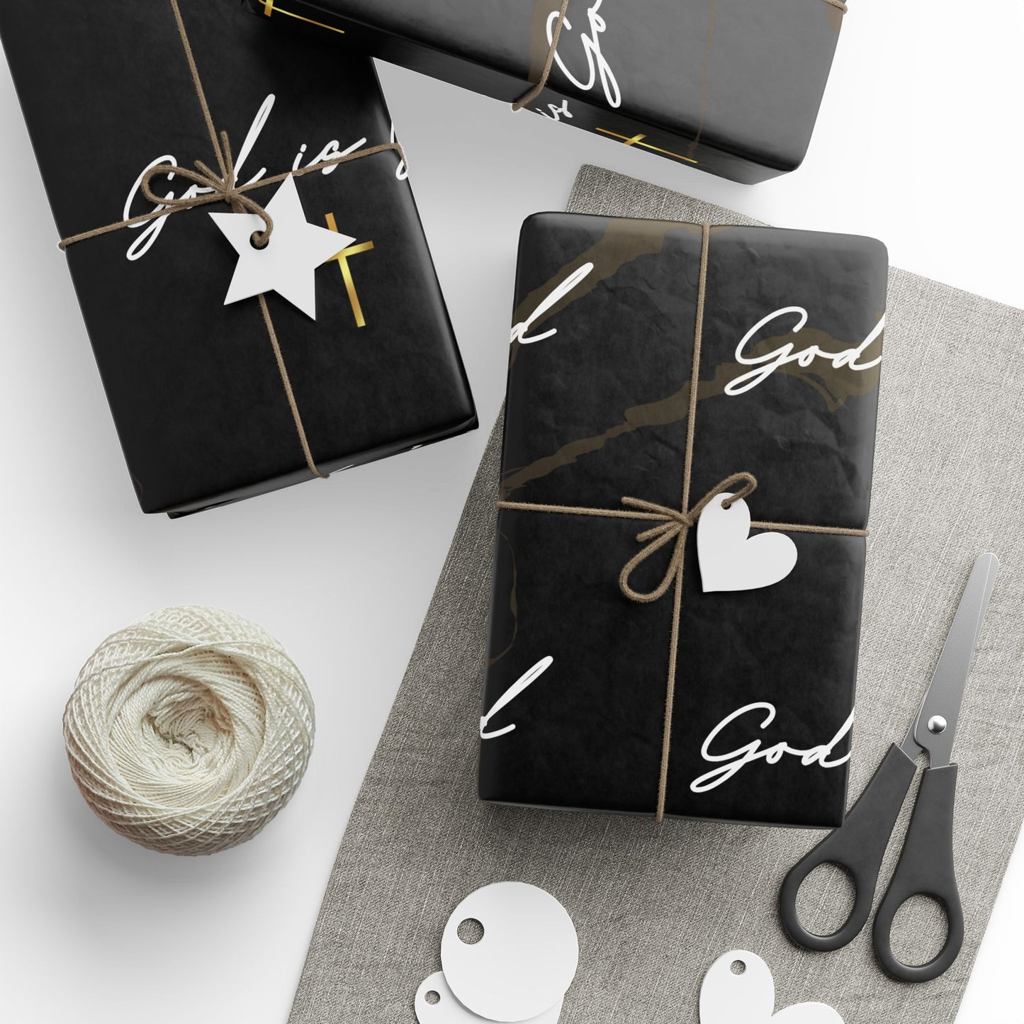 God Is Good Black & Gold Wrapping Paper — Elegant Modern Religious Gift Wrap
