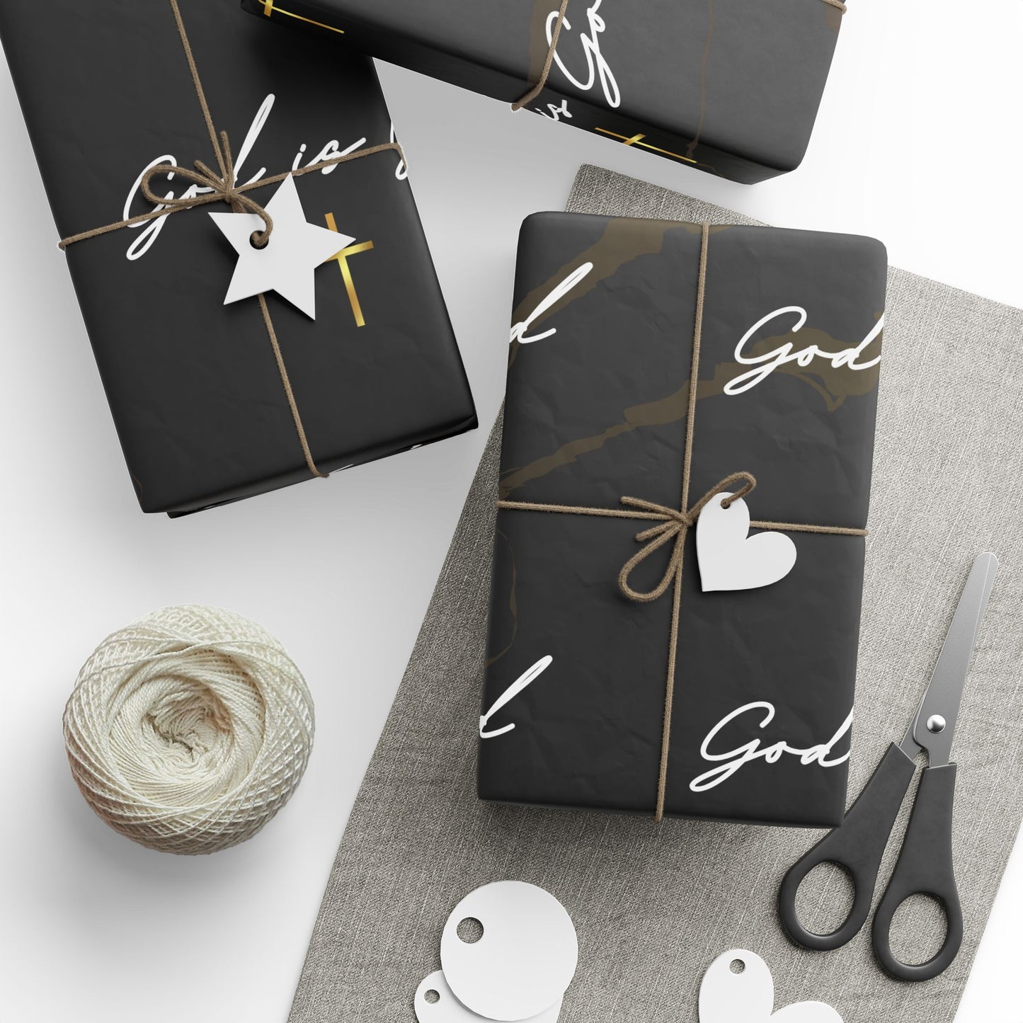 God Is Good Black & Gold Wrapping Paper — Elegant Modern Religious Gift Wrap