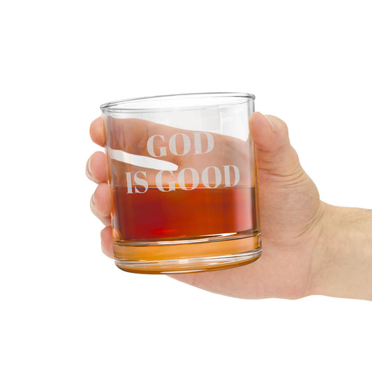 Engraved 'God Is Good' Whiskey Glass 10.5 oz