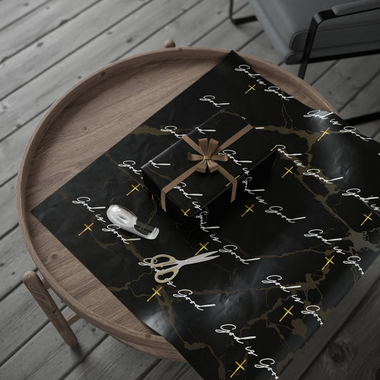 God Is Good Black & Gold Wrapping Paper — Elegant Modern Religious Gift Wrap